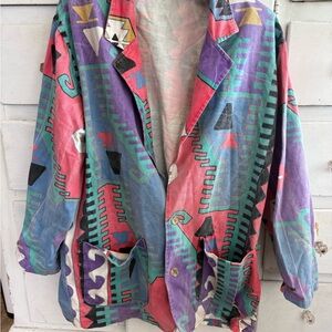 Chico's Multicolor Geometric Print Blazer